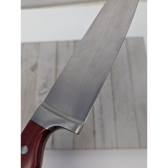 Paula Deen Chef Knife Stainless Steel Red Handle 8" Blade 13-1/2" Long - Picture 7 of 12